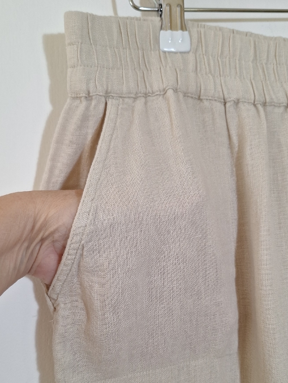 Neutral Wide-Leg Linen Blend Pants/Cropped 26in Inseam Medium - MP - Picture 5 of 7